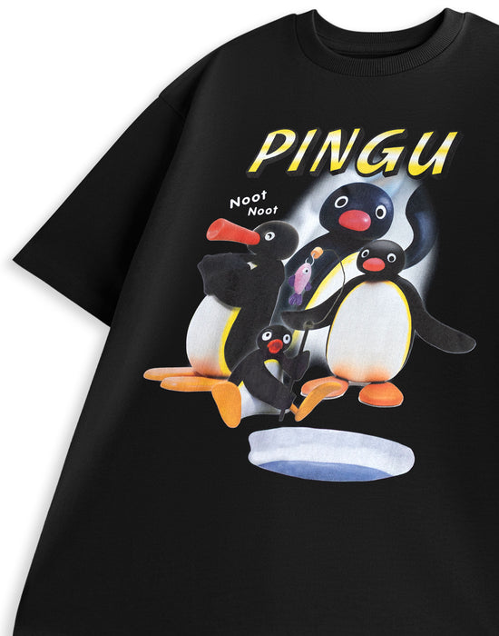 Pingu Noot Unisex Black Short Sleeved T-Shirt