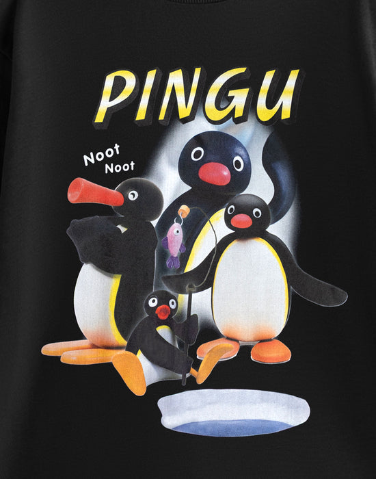Pingu Noot Unisex Black Short Sleeved T-Shirt