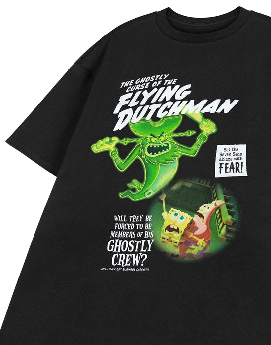 SpongeBob SquarePants Flying Dutchman Unisex Black Short Sleeved T-Shirt