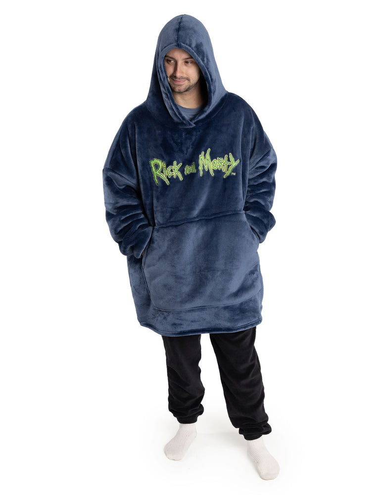 Rick And Morty Character Mens Black Blanket Hoodie
