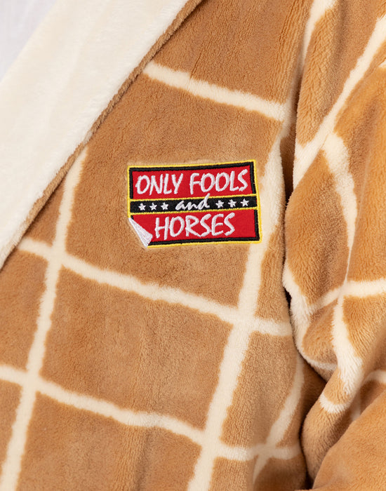 Only Fools And Horses Del Boy Mens Beige Hooded Bathrobe