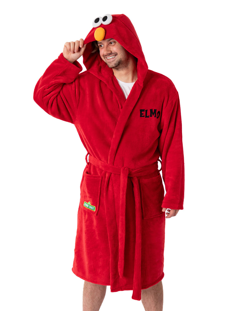 Sesame Street Elmo Unisex Red Hooded Bathrobe