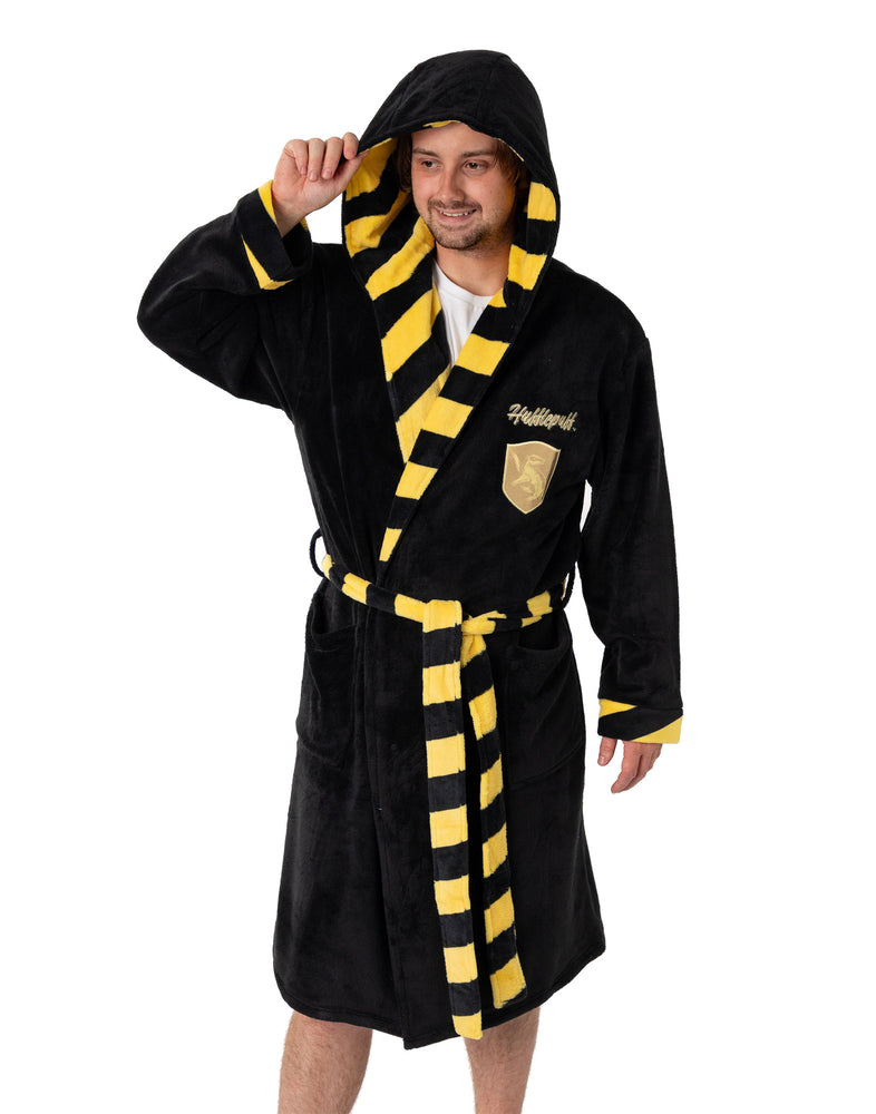 Harry Potter Hufflepuff Unisex Black Hooded Bathrobe