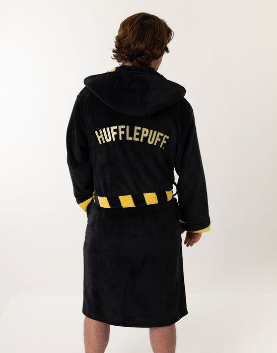 Harry Potter Hufflepuff Unisex Black Hooded Bathrobe