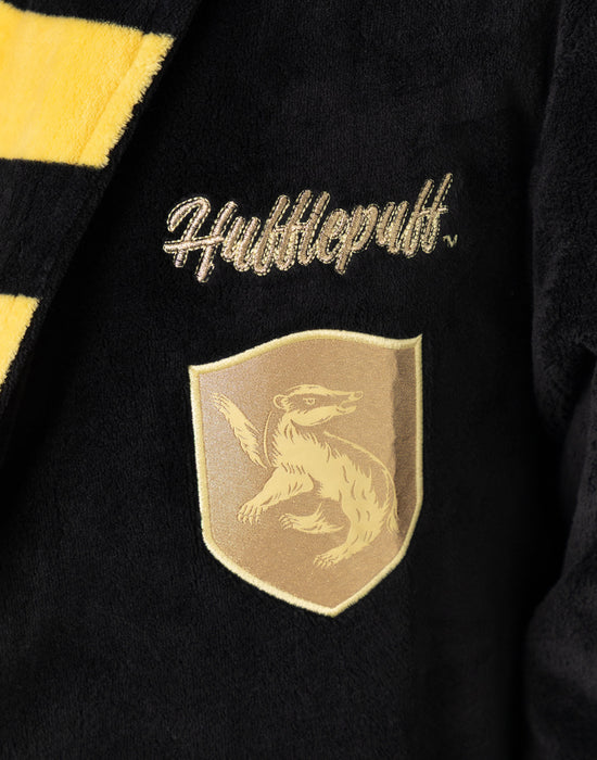Harry Potter Hufflepuff Unisex Black Hooded Bathrobe