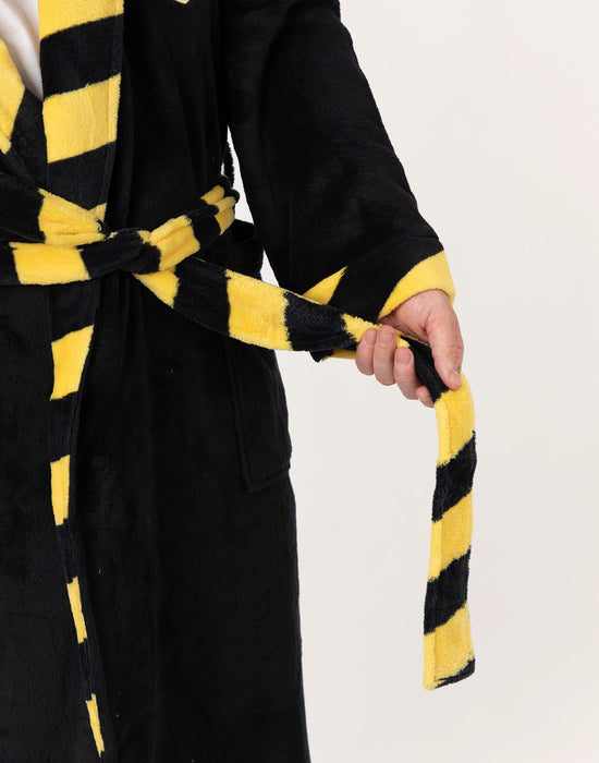 Harry Potter Hufflepuff Unisex Black Hooded Bathrobe