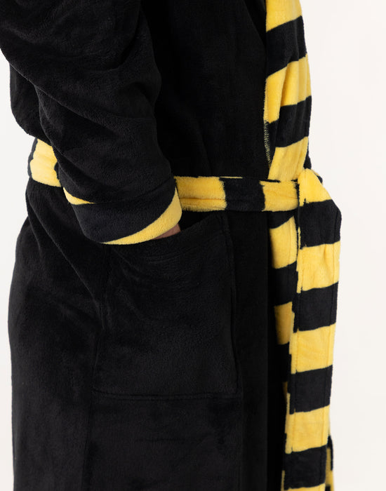 Harry Potter Hufflepuff Unisex Black Hooded Bathrobe