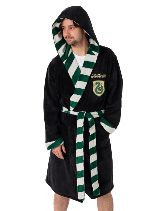 Harry Potter Slytherin Unisex Black Hooded Bathrobe