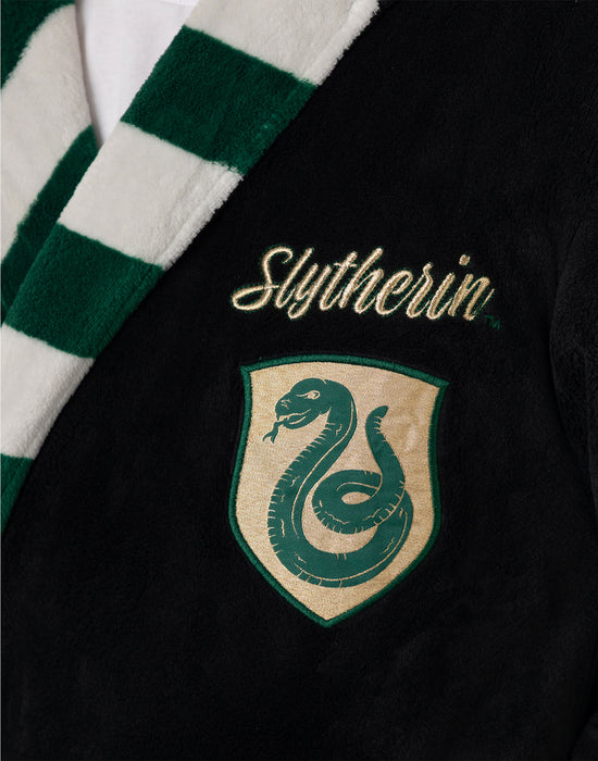 Harry Potter Slytherin Unisex Black Hooded Bathrobe