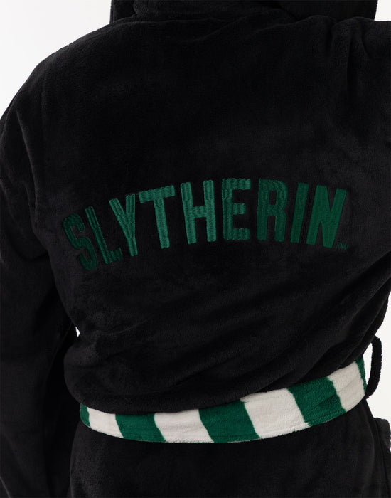 Harry Potter Slytherin Unisex Black Hooded Bathrobe
