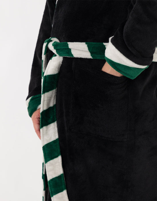 Harry Potter Slytherin Unisex Black Hooded Bathrobe