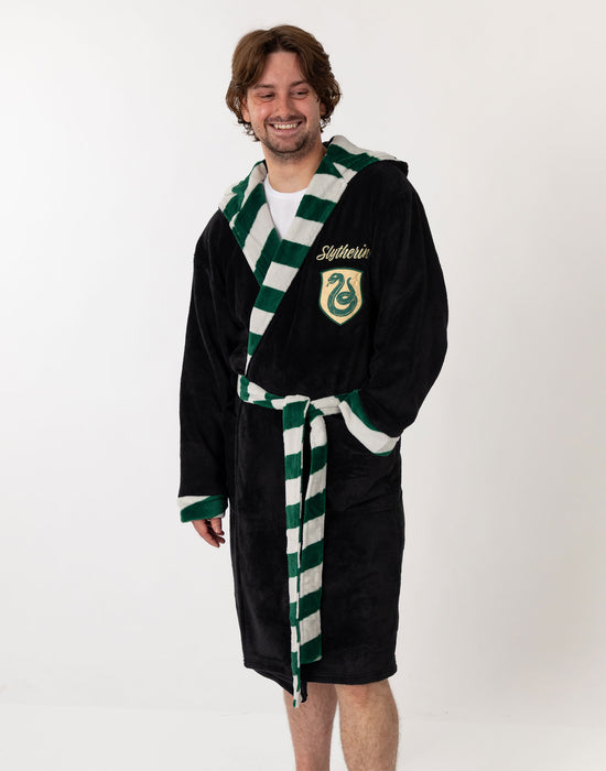Harry Potter Slytherin Unisex Black Hooded Bathrobe