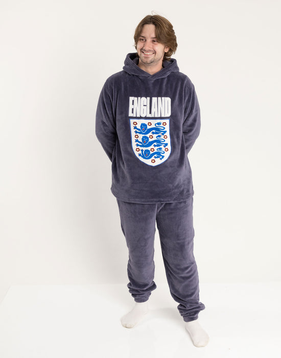England Logo Mens Navy Long Sleeve Long Leg Pyjama Set