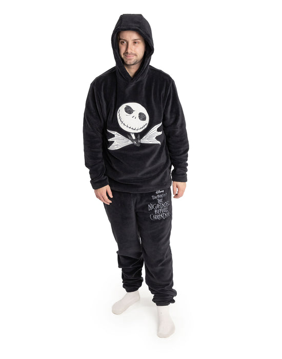 The Nightmare Before Christmas Face Mens Black Long Sleeve Long Leg Pyjama Set