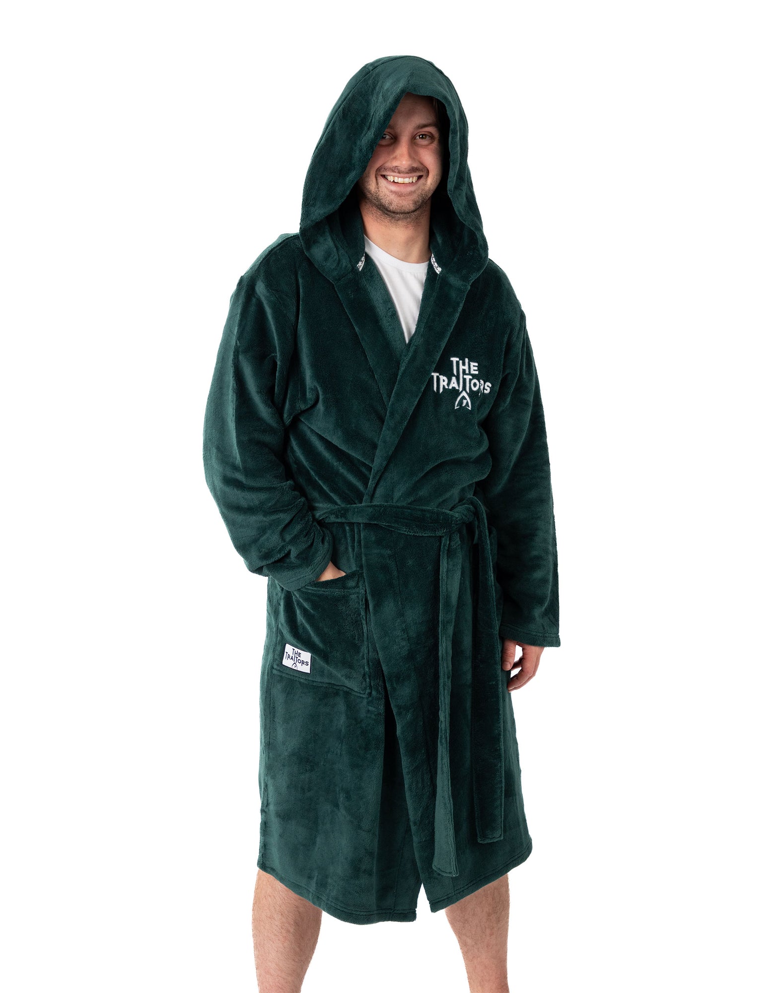 The Traitors Logo Unisex Green Hooded Bathrobe — Vanilla Underground