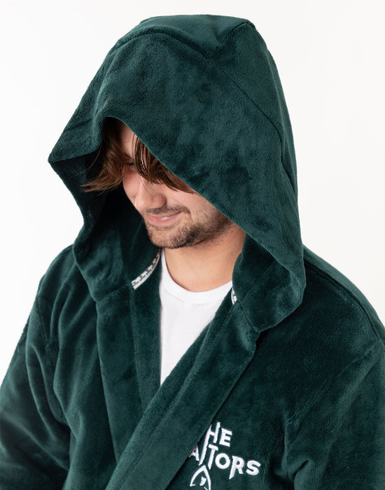 The Traitors Logo Unisex Green Hooded Bathrobe Vanilla Underground The Traitors Logo Unisex Green Hooded Bathrobe Vanilla Underground