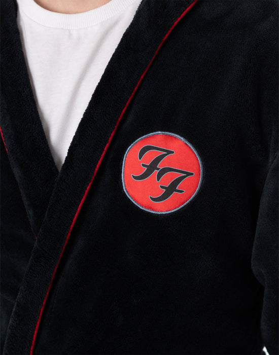 Foo Fighters Logo Mens Black Hooded Bathrobe