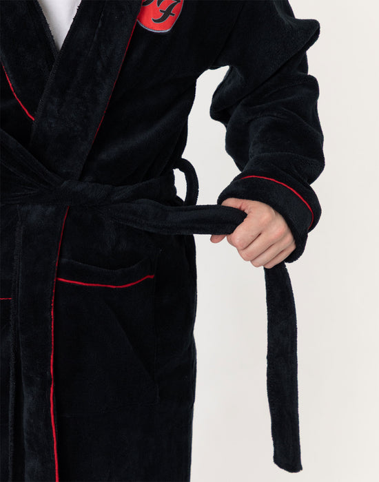 Foo Fighters Logo Mens Black Hooded Bathrobe