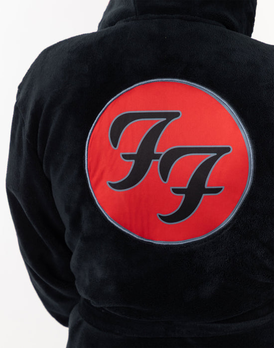 Foo Fighters Logo Mens Black Hooded Bathrobe