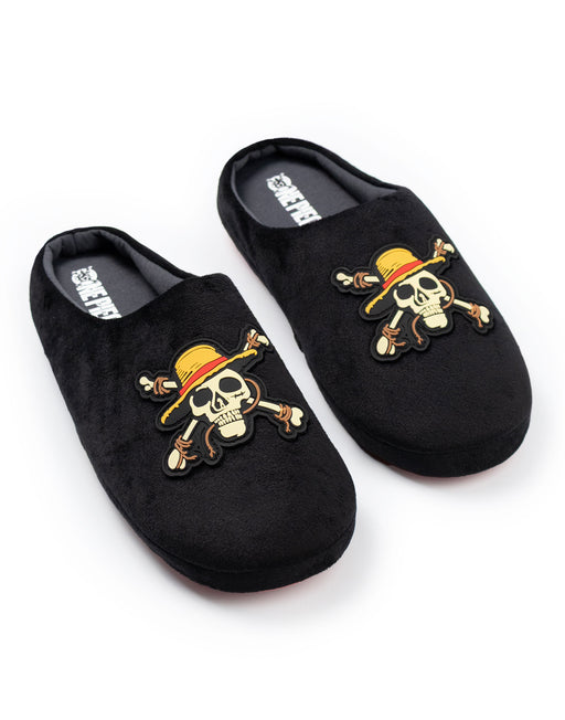 One Piece Logo Mens Black Mule Slippers