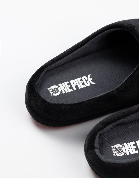 One Piece Logo Mens Black Mule Slippers