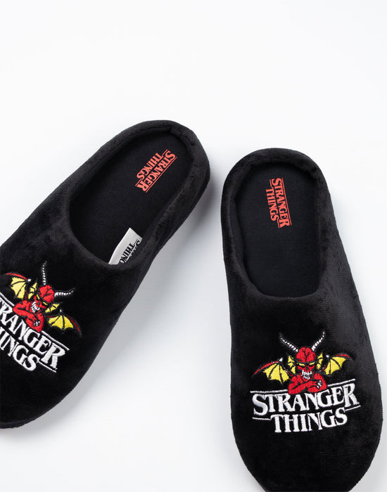 Stranger Things Logo Unisex Black Mule Slippers