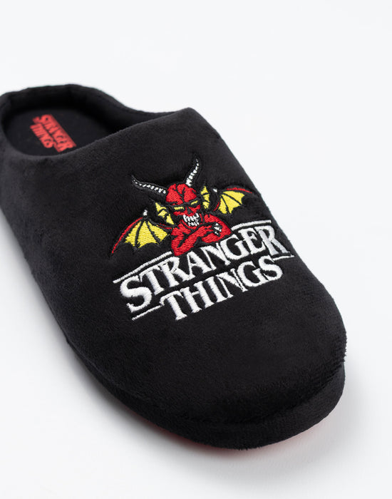 Stranger Things Logo Unisex Black Mule Slippers