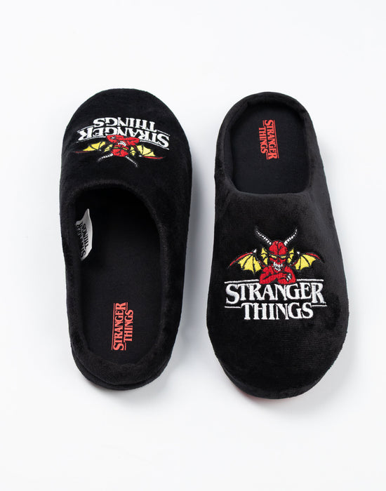 Stranger Things Logo Unisex Black Mule Slippers