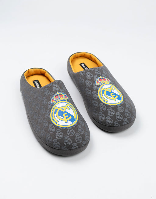 Real Madrid Logo Mens Black Mule Slippers