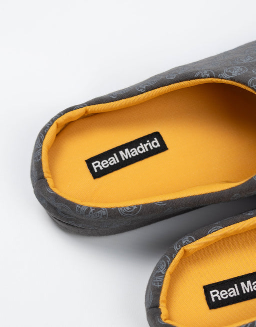 Real Madrid Logo Mens Black Mule Slippers