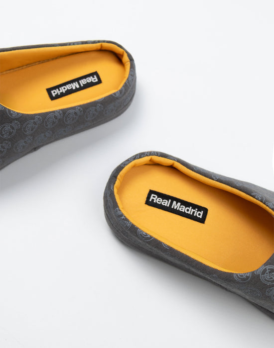 Real Madrid Logo Mens Black Mule Slippers