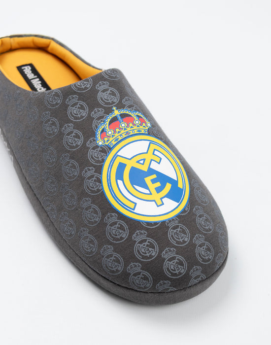 Real Madrid Logo Mens Black Mule Slippers