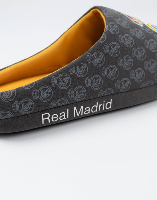 Real Madrid Logo Mens Black Mule Slippers