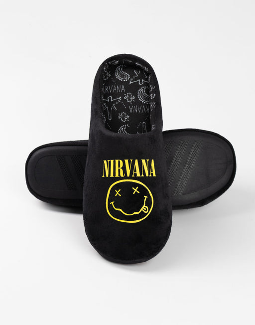 Nirvana Logo Unisex Black Mule Slippers