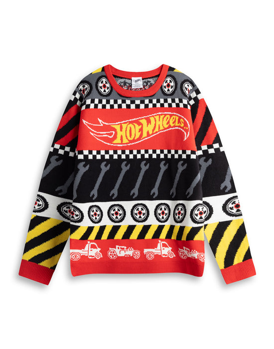 Hot Wheels Tyre & Spanner Fairisle Mens Multicoloured Christmas Jumper