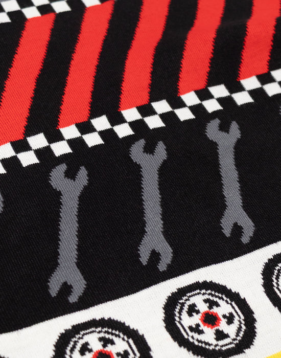 Hot Wheels Tyre & Spanner Fairisle Mens Multicoloured Christmas Jumper