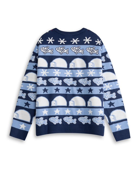 Pingu Merry Noot-mas Unisex Blue Christmas Jumper