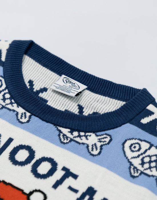 Pingu Merry Noot-mas Unisex Blue Christmas Jumper