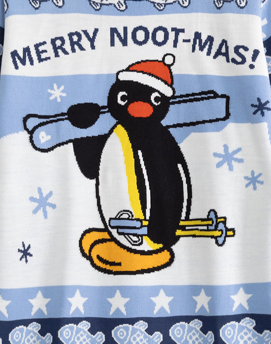 Pingu Merry Noot-mas Unisex Blue Christmas Jumper