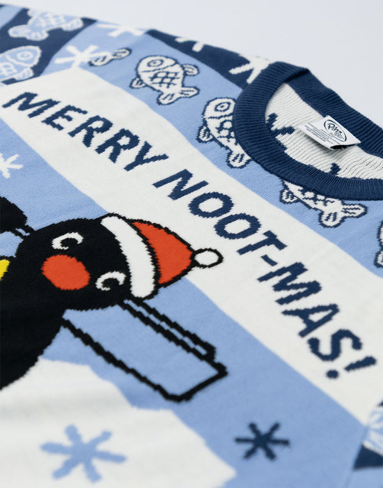 Pingu Merry Noot-mas Unisex Blue Christmas Jumper