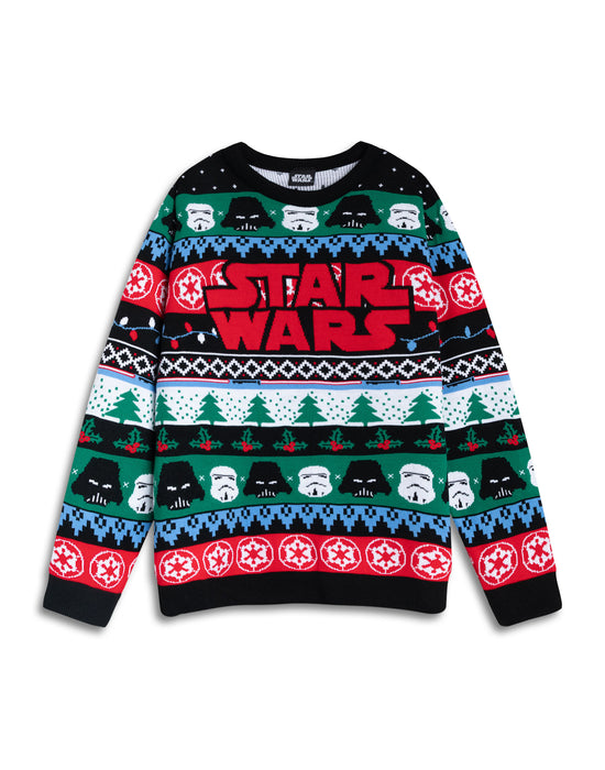 Star Wars Logo Mens Multicoloured Christmas Jumper — Vanilla