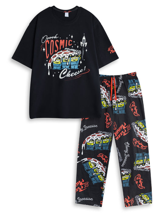 Disney Toy Story Mens Black Short Sleeve Long Leg Pyjama Set
