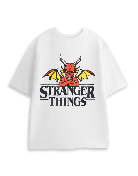 Stranger Things Logo Mens White Short Sleeve Long Leg Pyjama Set