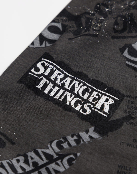 Stranger Things Logo Mens White Short Sleeve Long Leg Pyjama Set