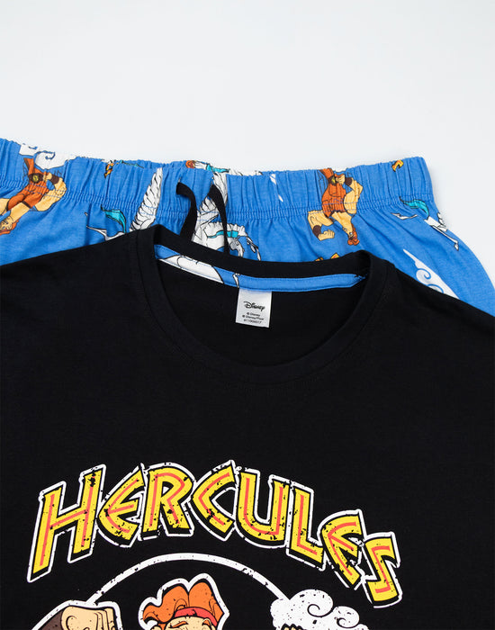 Disney Hercules Mens Black Short Sleeve Long Leg Pyjama Set