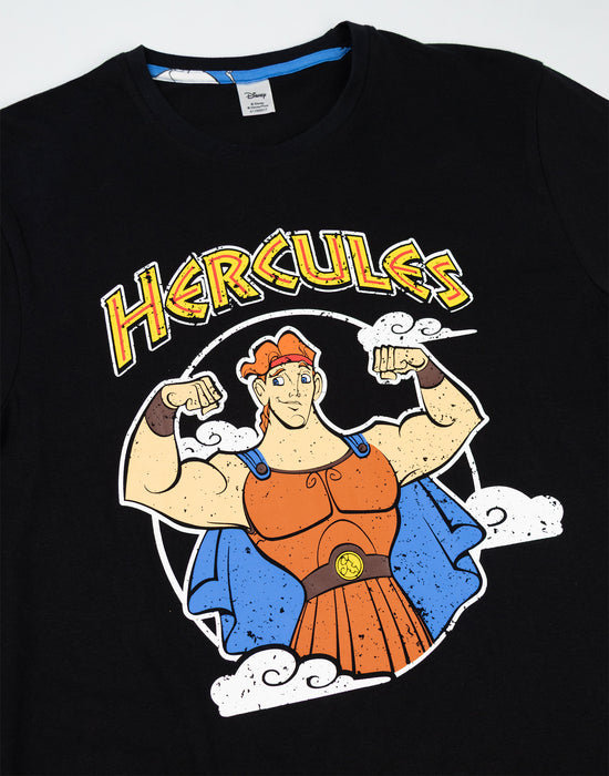 Disney Hercules Mens Black Short Sleeve Long Leg Pyjama Set