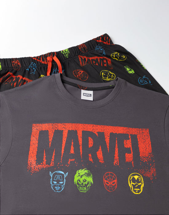 Marvel Avengers Mens Multicoloured Short Sleeve Long Leg Pyjama Set