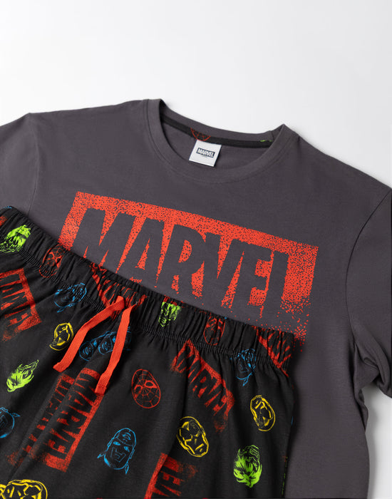 Marvel Avengers Mens Multicoloured Short Sleeve Long Leg Pyjama Set