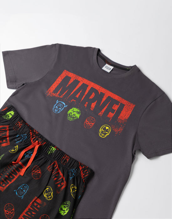 Marvel Avengers Mens Multicoloured Short Sleeve Long Leg Pyjama Set