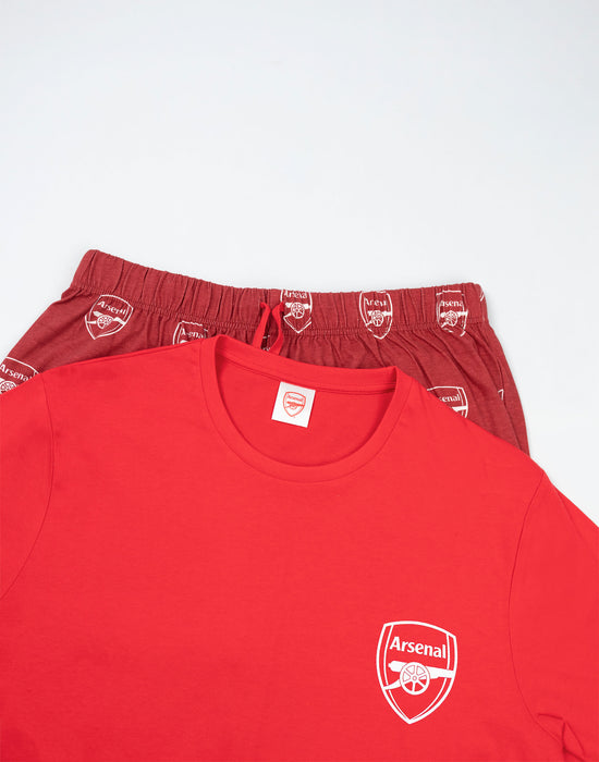 Arsenal Logo Mens Red Short Sleeve Long Leg Pyjama Set